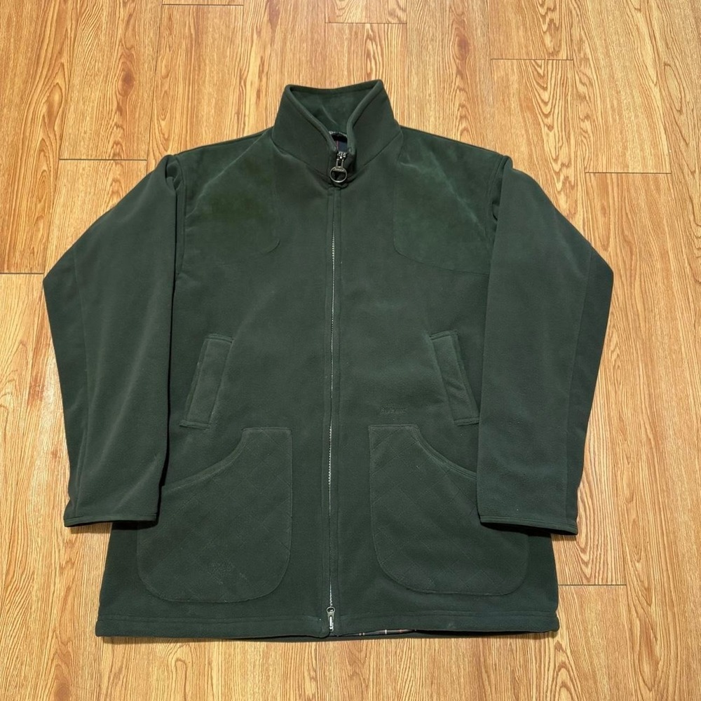 Barbour Men's Dunmoor Fleece Jacket XL Plaid Lined Windproof Green Sporting
